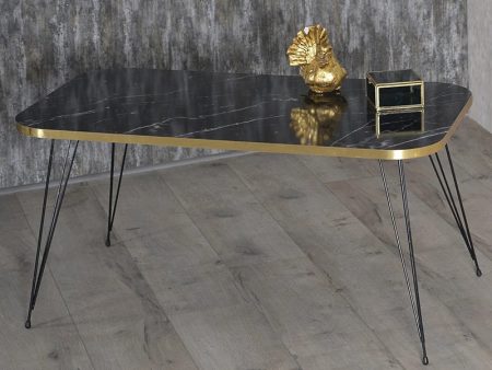 crno zlatni pravougaoni stocic za kafu metalne noge 1a